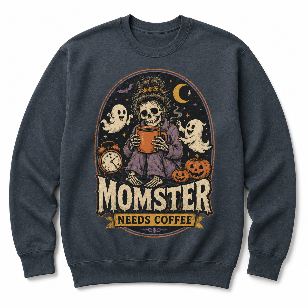 Momster Needs Coffee Halloween Skeleton Shirt