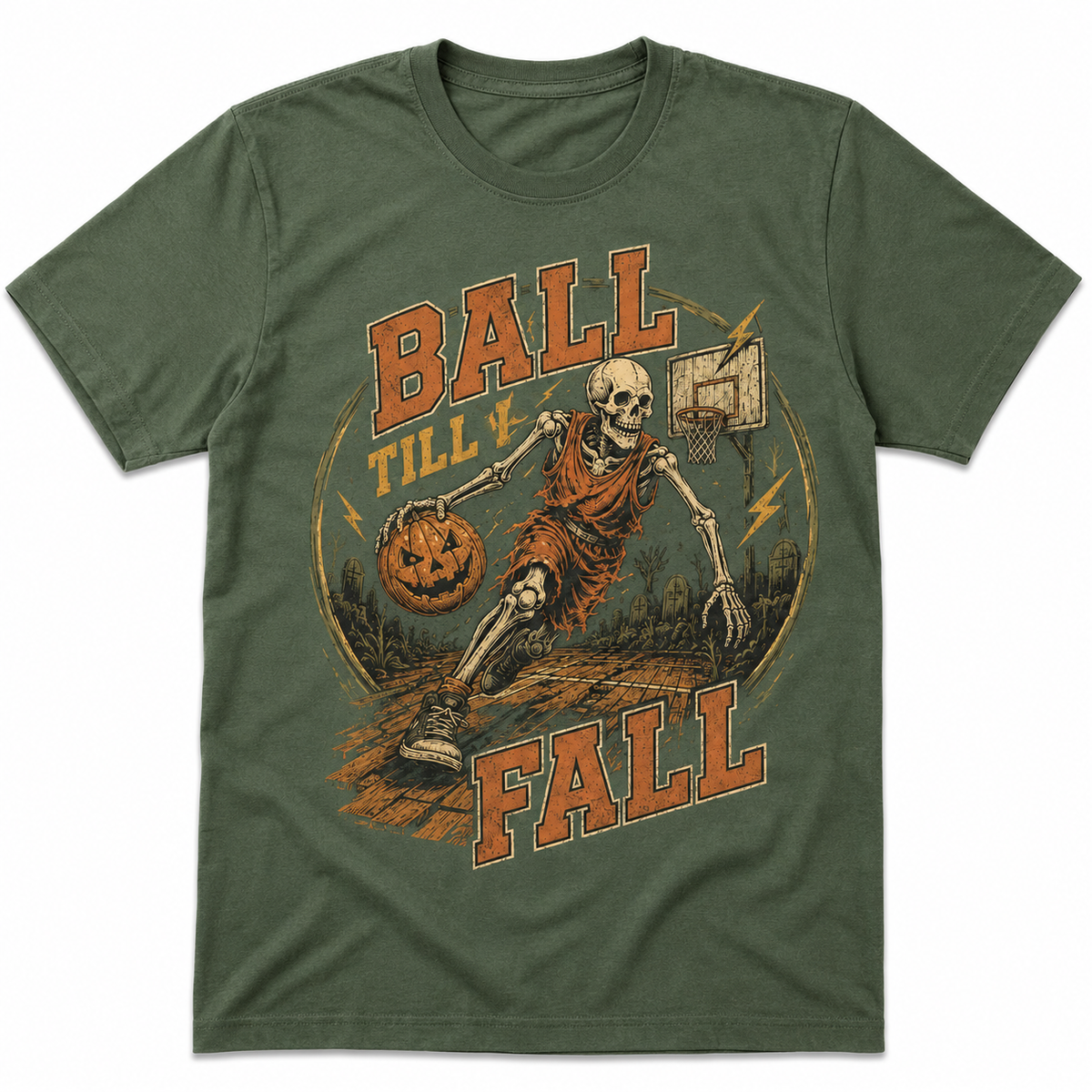 Ball Till I Fall Basketball Halloween Skeleton Shirt