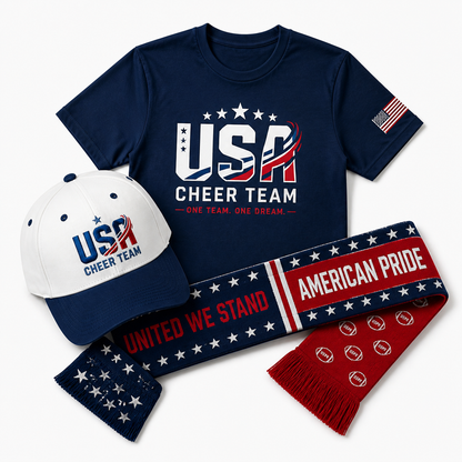 USA Fan Gear Combo – T-Shirt, Cap & Scarf