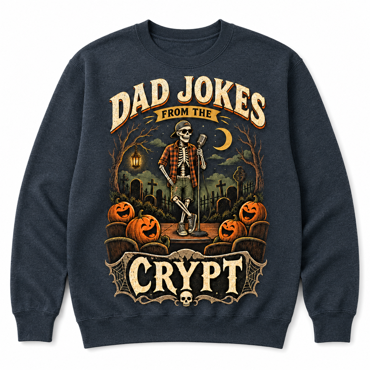 Dad Jokes From the Crypt Halloween Skeleton Shirt