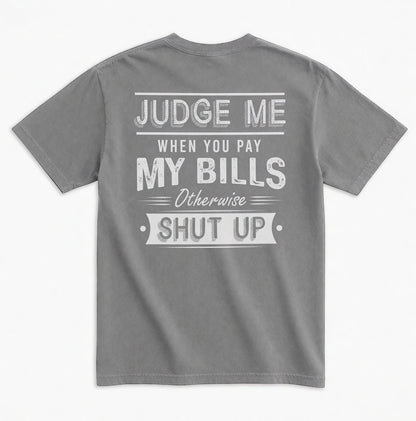 TrendyShift.Com unisex garment-dyed grey cotton t-shirt with distressed white typography print on the back